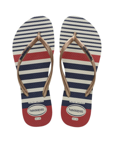 Slim Nautical Flip Flops - Gold
