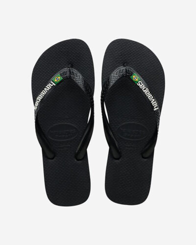 Kids Brasil Logo Flip Flops - Black/Black