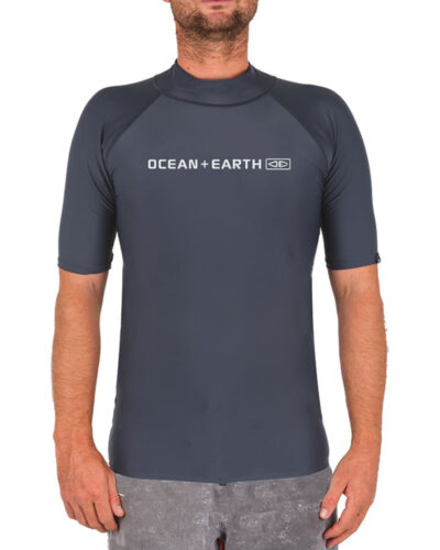 Script Mens S/S Rash Vest - Faded Denim
