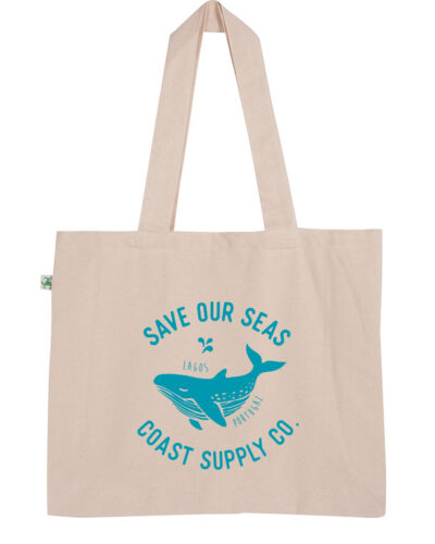 Save Our Seas Large Tote Bag - Natural/Turquoise