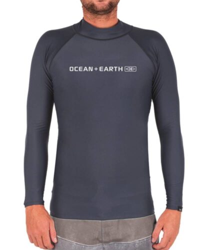 Script Mens L/S Rash Vest - Faded Denim