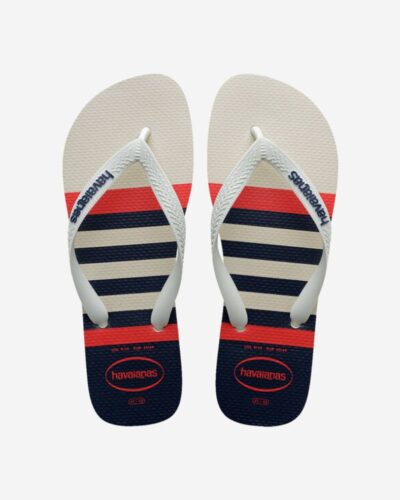 Top Nautical Flip Flops - White/White/Navy Blue