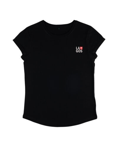 Love Lagos Womens Rolled Sleeve Tee - Black