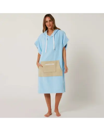Daydream Womens Hooded Poncho - Pale Blue