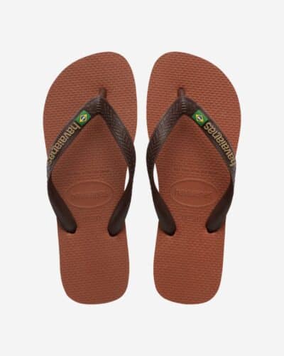 Brasil Logo Flip Flops - Rust/Coffee