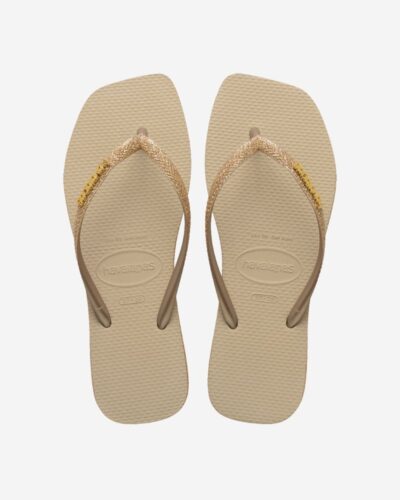 Slim Square Sparkle Flip Flops - Sand Grey